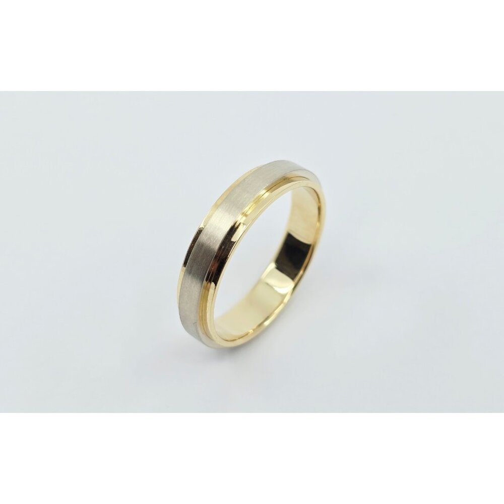 14K Two Tone Multi Color Gold Brushed & Polished Wedding Band Ring - Size 12.50